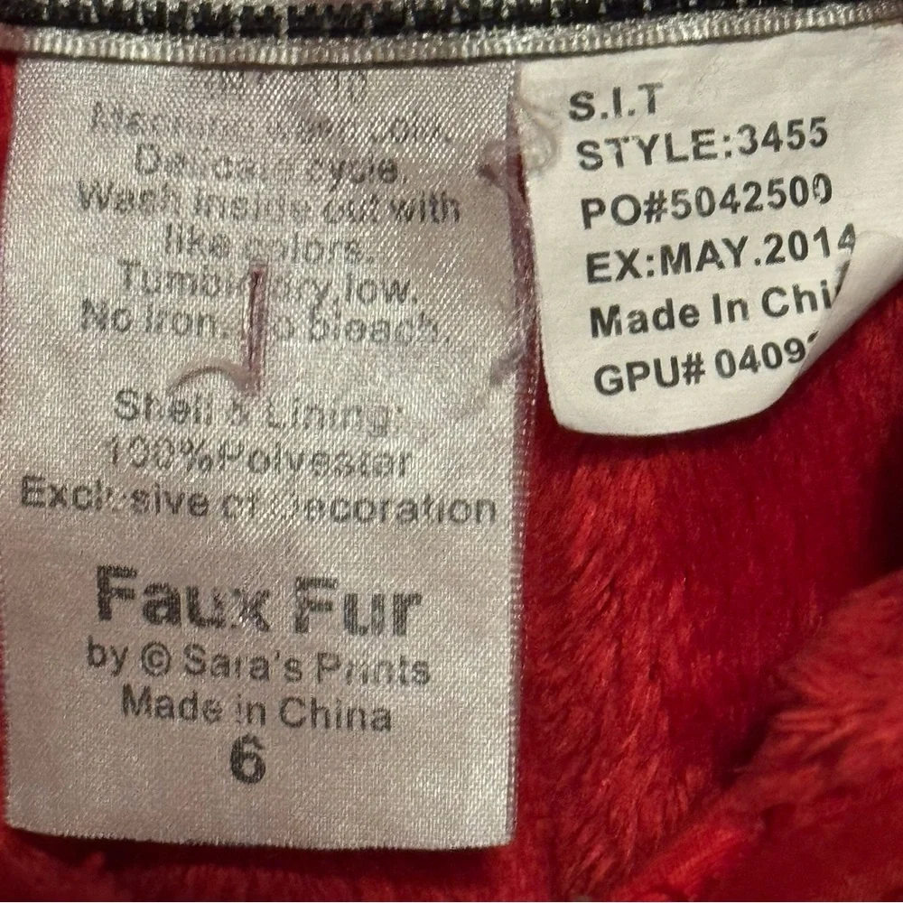 American Widgeon Jacket Quilted Peplum Red Matelasse Faux Fur Lined 6